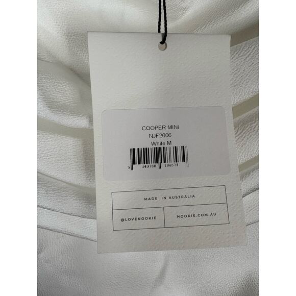Nookie Cooper Mini Dress Ruched Ruffle Garden Party Cocktail Bridal White Size M - Picture 9 of 13